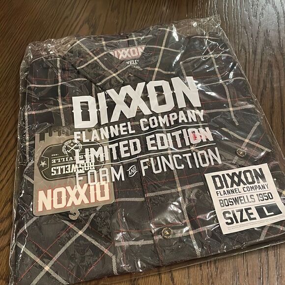 Dixxon flannel Company Boswells 1950 Harley Davison, black/red plaid size L, NWT - Picture 2 of 5